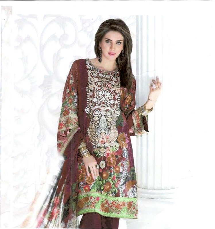 Linen Embroidered Front Shirt With Silk Dupatta
