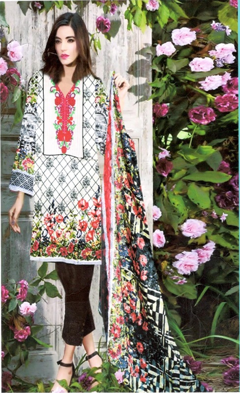 Linen Embroidered Front Shirt With Cotton Net Dupatta