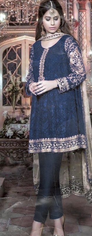 Net Full Embroidered Shirt With Net Dupatta